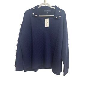 Simply Southern 2 Piece NWT Navy Quilted Top/Pants Pearl Rhinestone Accents XL